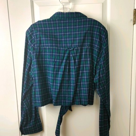 Forever 21 plus size plaid green blue shirt 2x - Picture 2 of 5